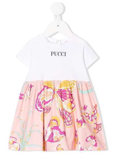 Emilio Pucci Junior платье-футболка с логотипом и принтом