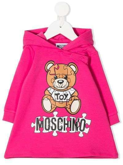 Moschino Kids платье-толстовка с логотипом и капюшоном