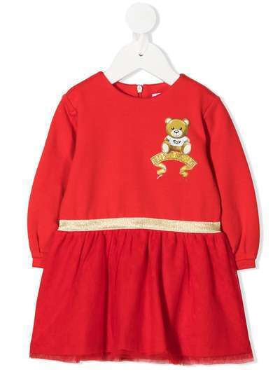 Moschino Kids платье-свитер с вышитым логотипом