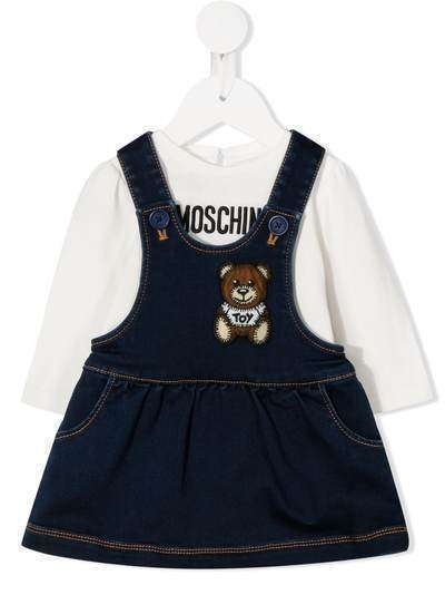 Moschino Kids многослойное платье с вышивкой Teddy Bear