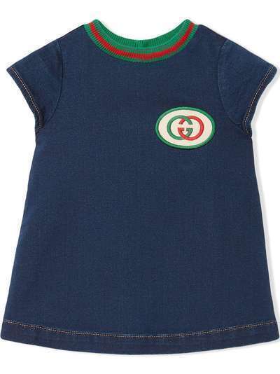 Gucci Kids джинсовое платье с логотипом Interlocking G