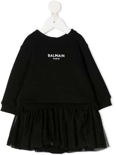 Balmain Kids платье-свитер с логотипом
