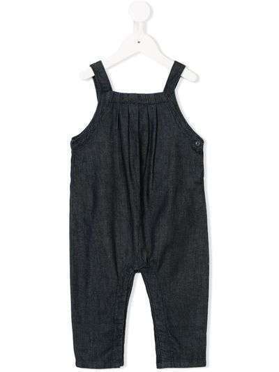 Knot pleated denim dungarees