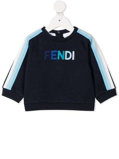 Fendi Kids толстовка с вышитыми логотипом