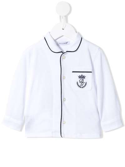 Dolce & Gabbana Kids рубашка с длинными рукавами и вышитым логотипом