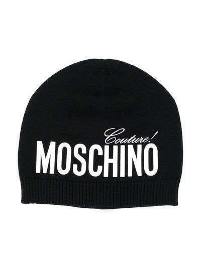 Moschino Kids шапка бини с вышитым логотипом