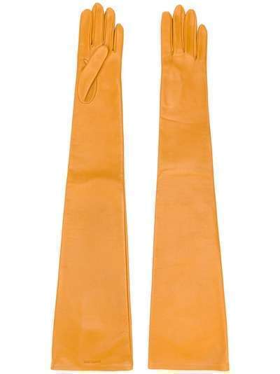 Saint Laurent длинные перчатки с гравировкой логотипа