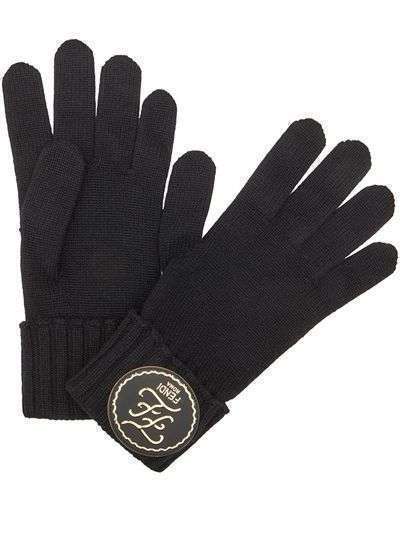 Fendi перчатки с нашивкой-логотипом Karligraphy
