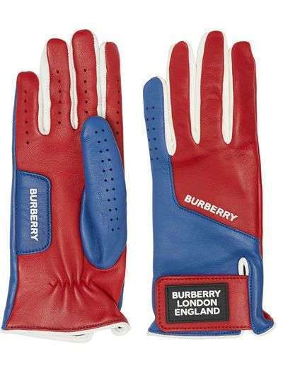 Burberry перчатки со вставками и аппликацией логотипа