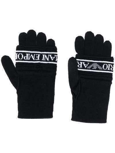 Emporio Armani трикотажные перчатки с логотипом