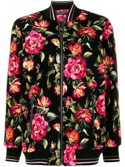 Dolce & Gabbana куртка бомбер с цветочным принтом