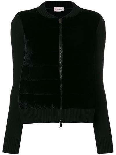Moncler velvet front knitted jacket