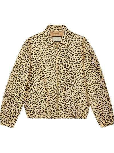 Gucci жаккардовая куртка с леопардовым узором