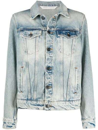 Palm Angels OVER LOGO DENIM JACKET LIGHT BLUE WHITE