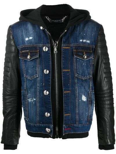 Philipp Plein джинсовая куртка с кожаными вставками