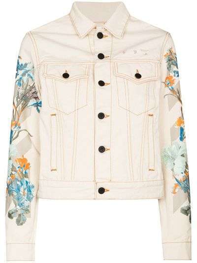 Off-White джинсовая куртка с цветочным принтом