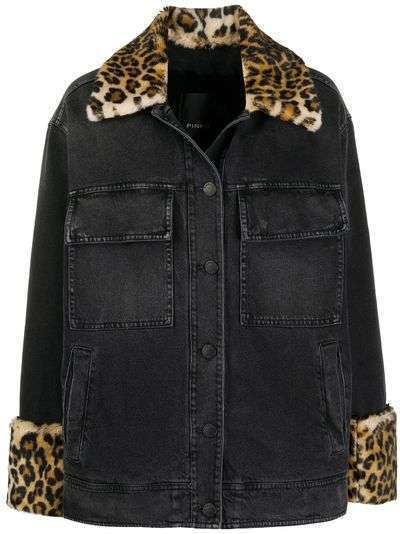Pinko джинсовая куртка с леопардовым принтом