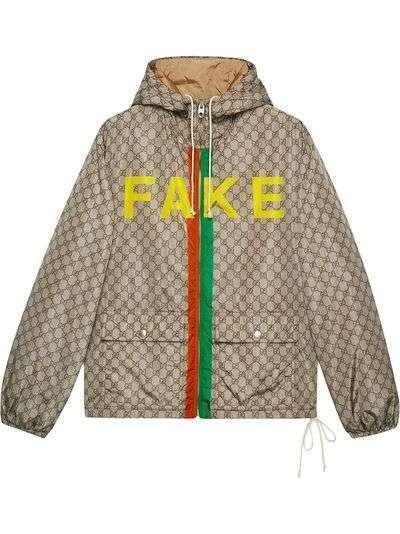Gucci куртка с принтом Fake/Not и логотипом GG