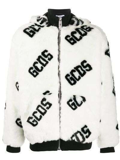 Gcds куртка из искусственного меха с капюшоном и логотипом