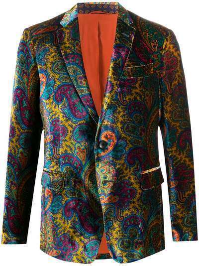Etro бархатный пиджак с принтом пейсли