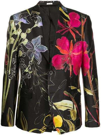 Alexander McQueen пиджак с цветочным принтом