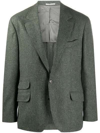 Brunello Cucinelli однобортный пиджак с узором в елочку