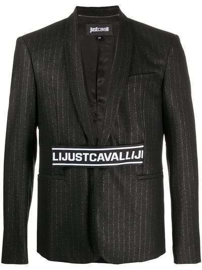 Just Cavalli пиджак в полоску с логотипом