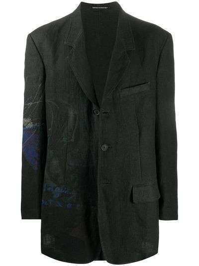 Yohji Yamamoto пиджак оверсайз с абстрактным принтом