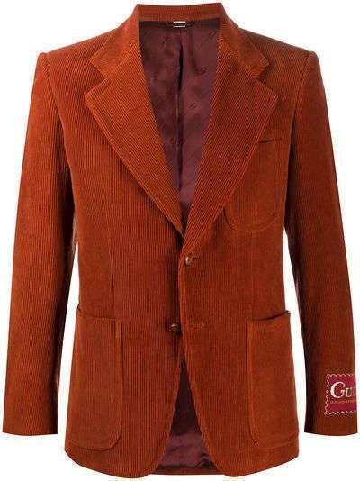 Gucci вельветовый пиджак с нашивкой-логотипом