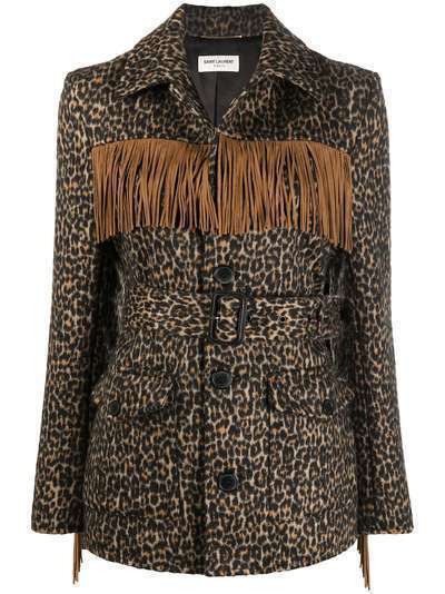 Saint Laurent куртка с леопардовым принтом