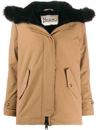 Herno куртка с подкладкой из овчины и капюшоном