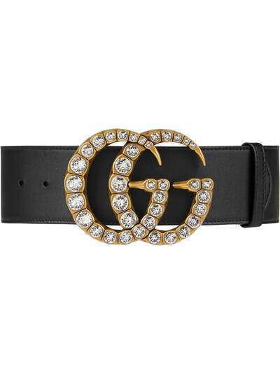 Gucci ремень с отделкой кристаллами и логотипом GG на пряжке