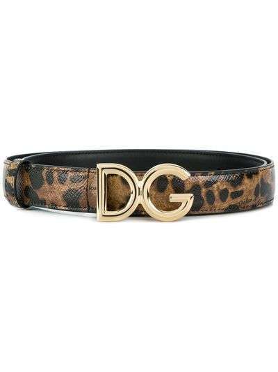 Dolce & Gabbana ремень с пряжкой с логотипом и леопардовым принтом
