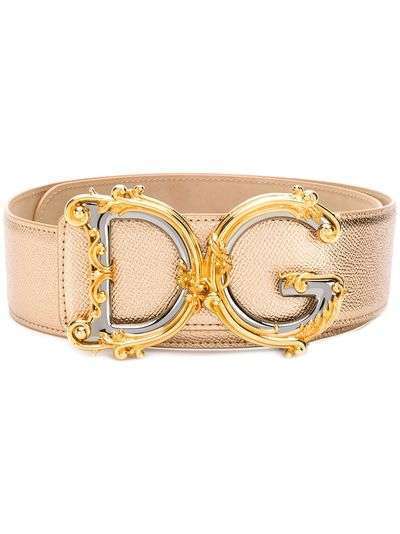 Dolce & Gabbana ремень из кожи Dauphine с эффектом металлик