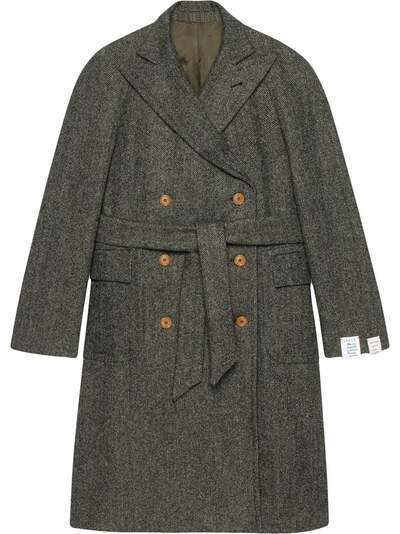 Gucci двубортное пальто с поясом