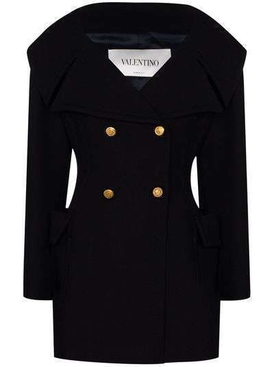 Valentino двубортное пальто с V-образным вырезом