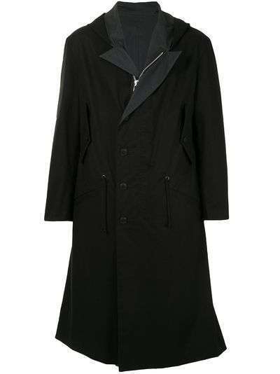 Yohji Yamamoto пальто оверсайз с капюшоном