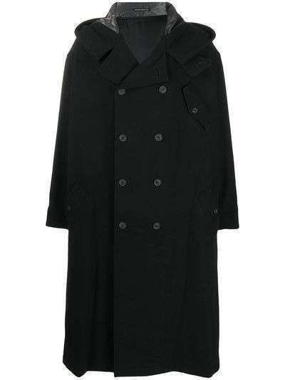 Yohji Yamamoto двубортное пальто с капюшоном