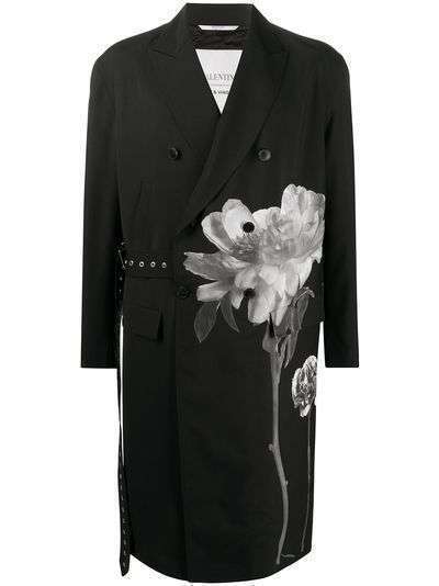 Valentino двубортное пальто с цветочным принтом