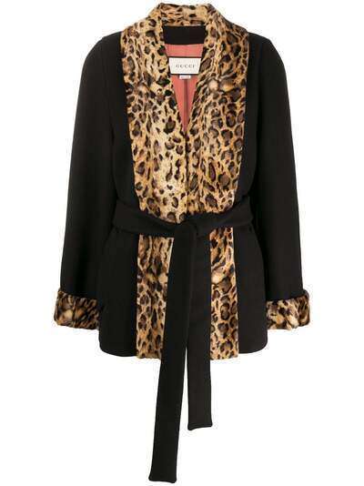 Gucci пальто с леопардовыми вставками