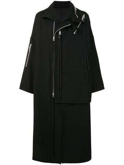 Yohji Yamamoto пальто асимметричного кроя с молниями