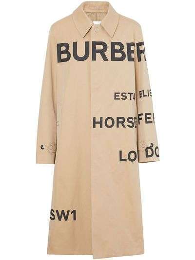 Burberry габардиновое пальто с принтом Horseferry