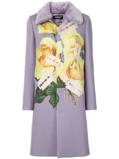 Undercover однобортное пальто с цветочным принтом