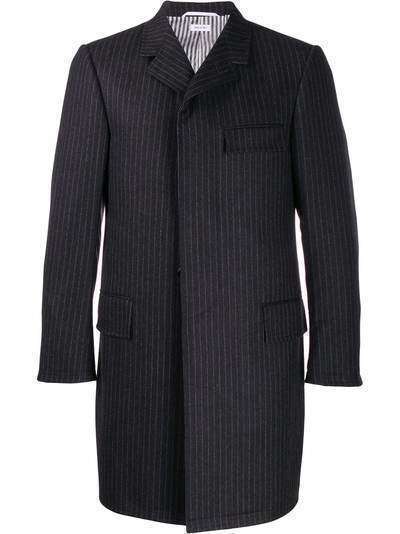 Thom Browne полосатое пальто Честерфилд