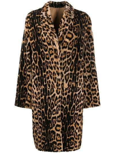 Yves Salomon пальто с леопардовым принтом
