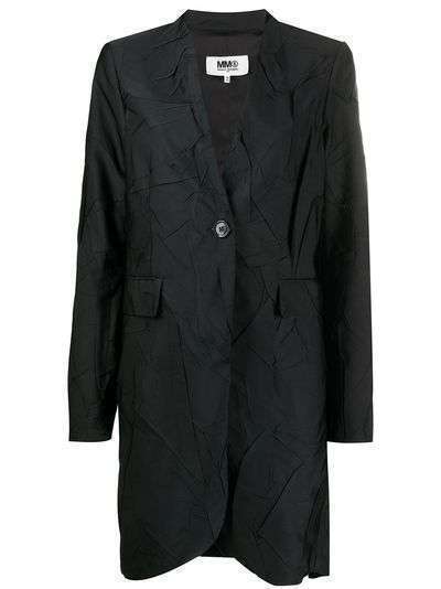 MM6 Maison Margiela однобортное пальто с жатым эффектом