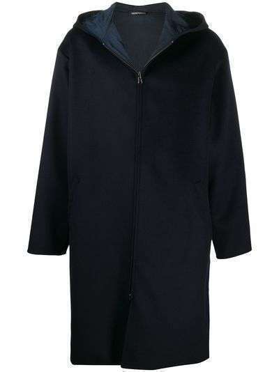 Emporio Armani легкое пальто на молнии с капюшоном