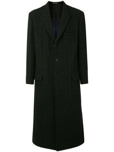 Yohji Yamamoto однобортное пальто в тонкую полоску
