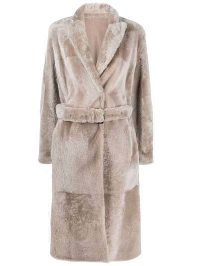 Brunello Cucinelli однобортное пальто с поясом