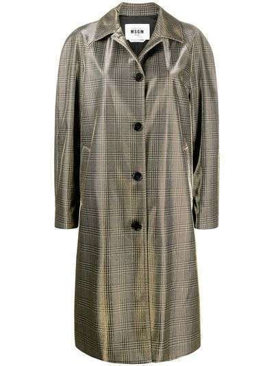 MSGM пальто в клетку Prince of Wales с эффектом металлик